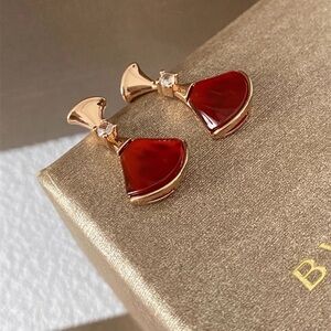 BulgariChic Gold and Red Drop Earrings